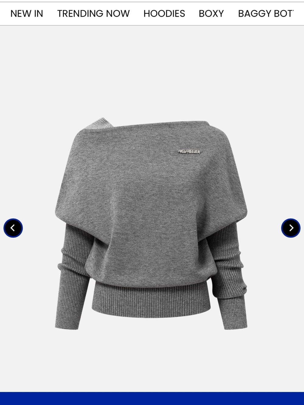 Aelfric Eden Grey Off-Shoulder Knit Sweater